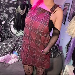 💚Plaid overall dress